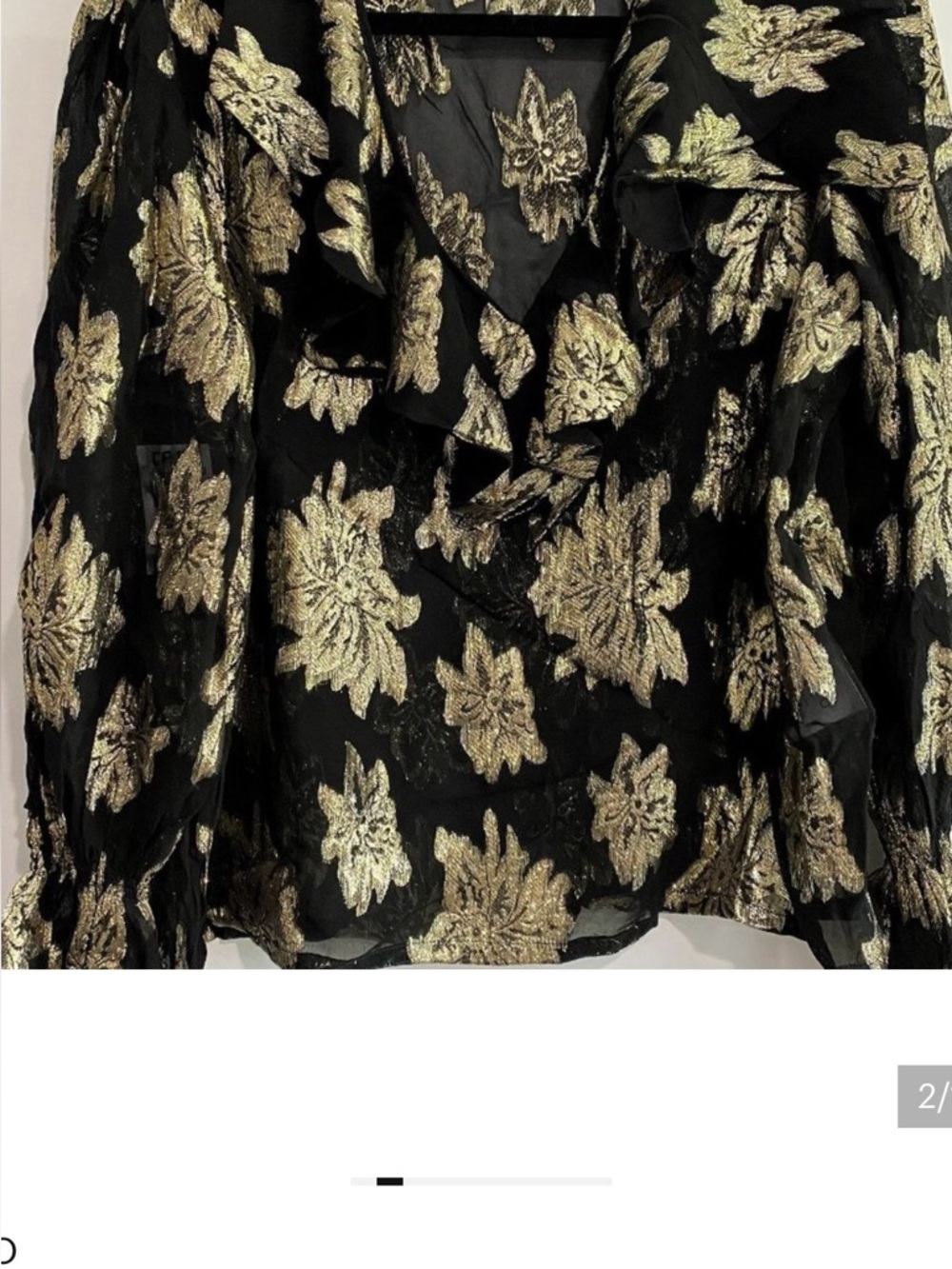 NEW IRO $354 BLACK GOLD METALLIC PUFF SLEEVE PARTY HOLIDAY BLOUSE TOP 2 4